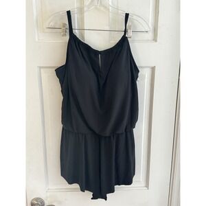 Aqua Green Women's Sz 1X Black Tiered One-Piece Swim Suit Bra Pad Beach Vacation